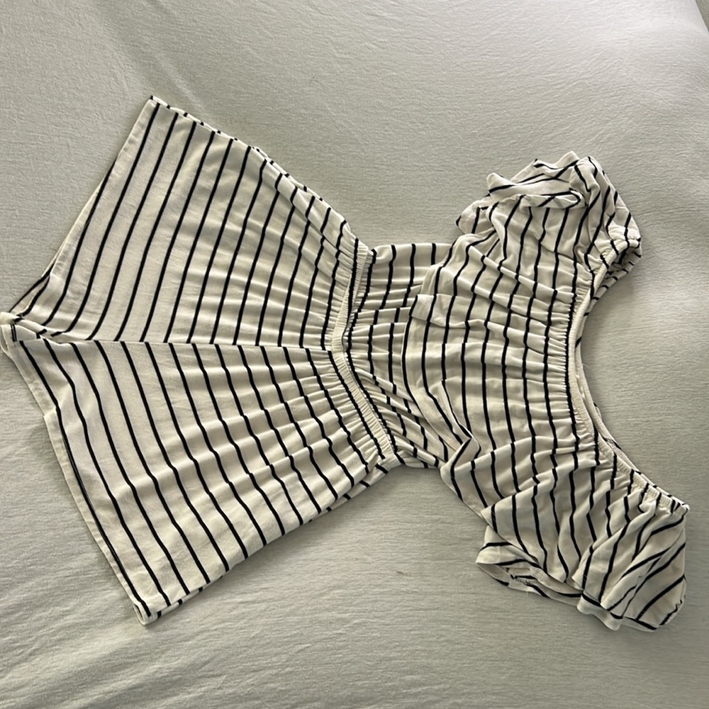 Sweet lovely by Jen black and white striped romper shorts - Picture 2 of 5